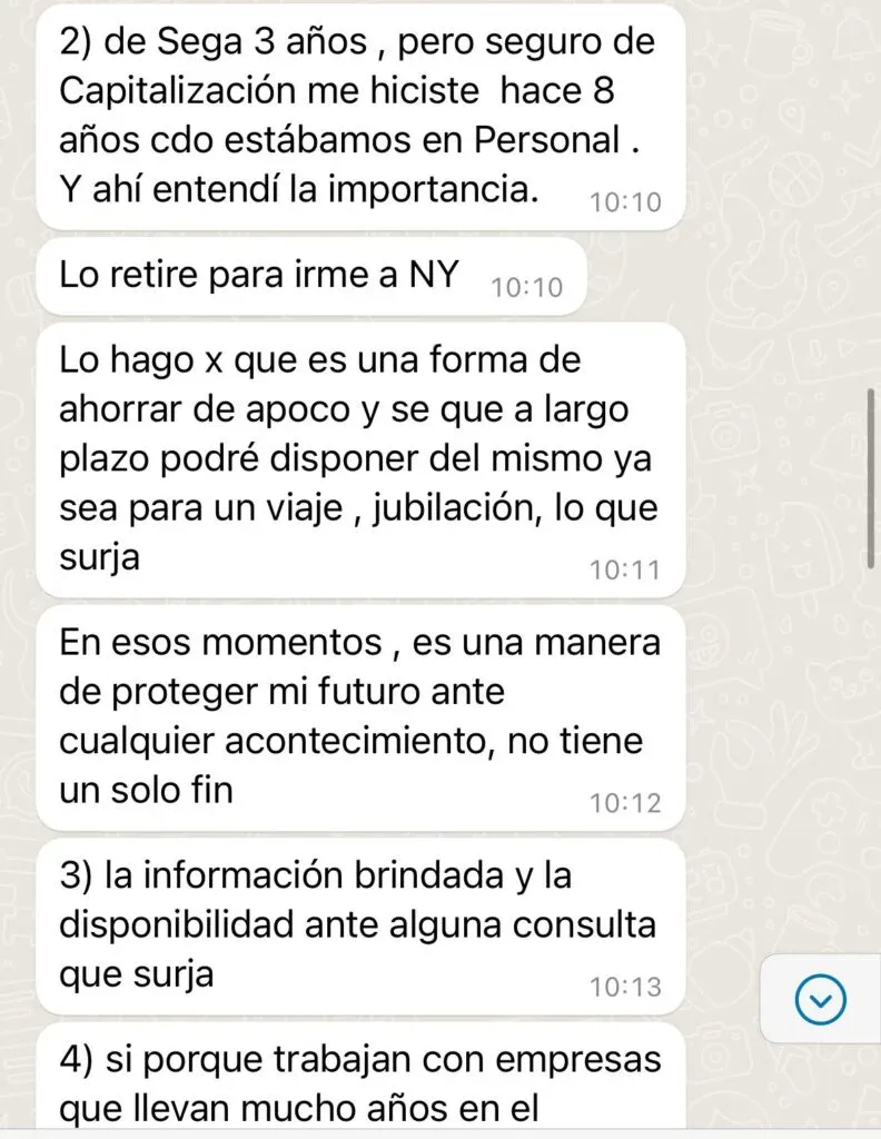 Conversación de WhatsApp con un cliente, parte 1